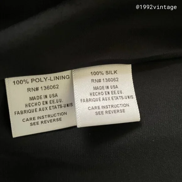 VINTAGE 90s Slip Midi Dress Black 100% Silk  | Size XS - Picture 9 of 9